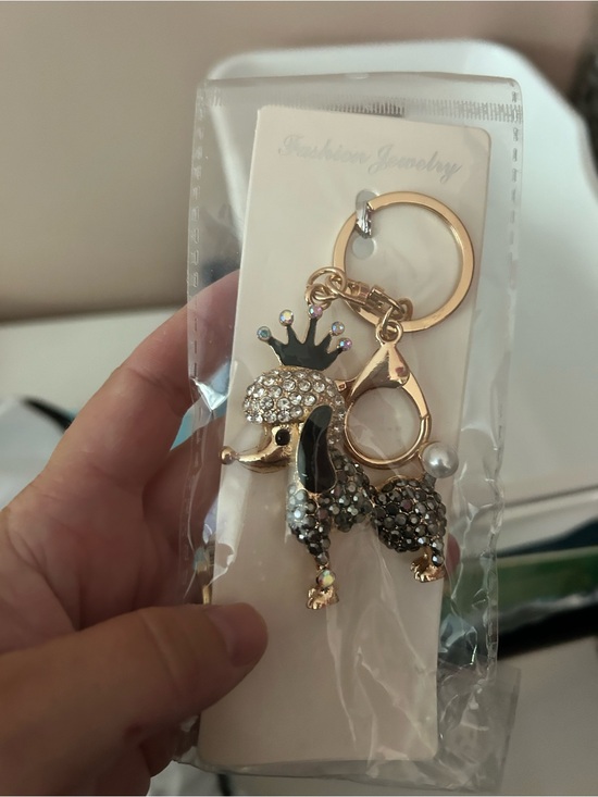 Accessories - 4/$50 Crystal Poodle Keychain Charm - Gold